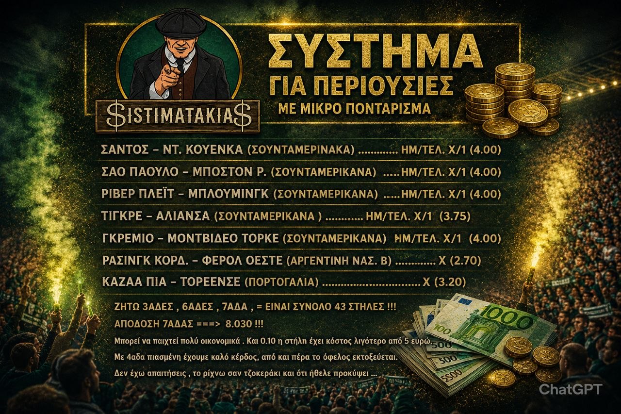 Τρελό συστημα για περιουσίες με κέρματα 3αδες,6αδες, 7αδα.